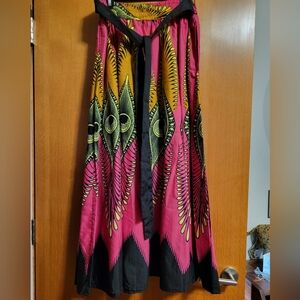 Vibrant Pink and Yellow A-Line Skirt